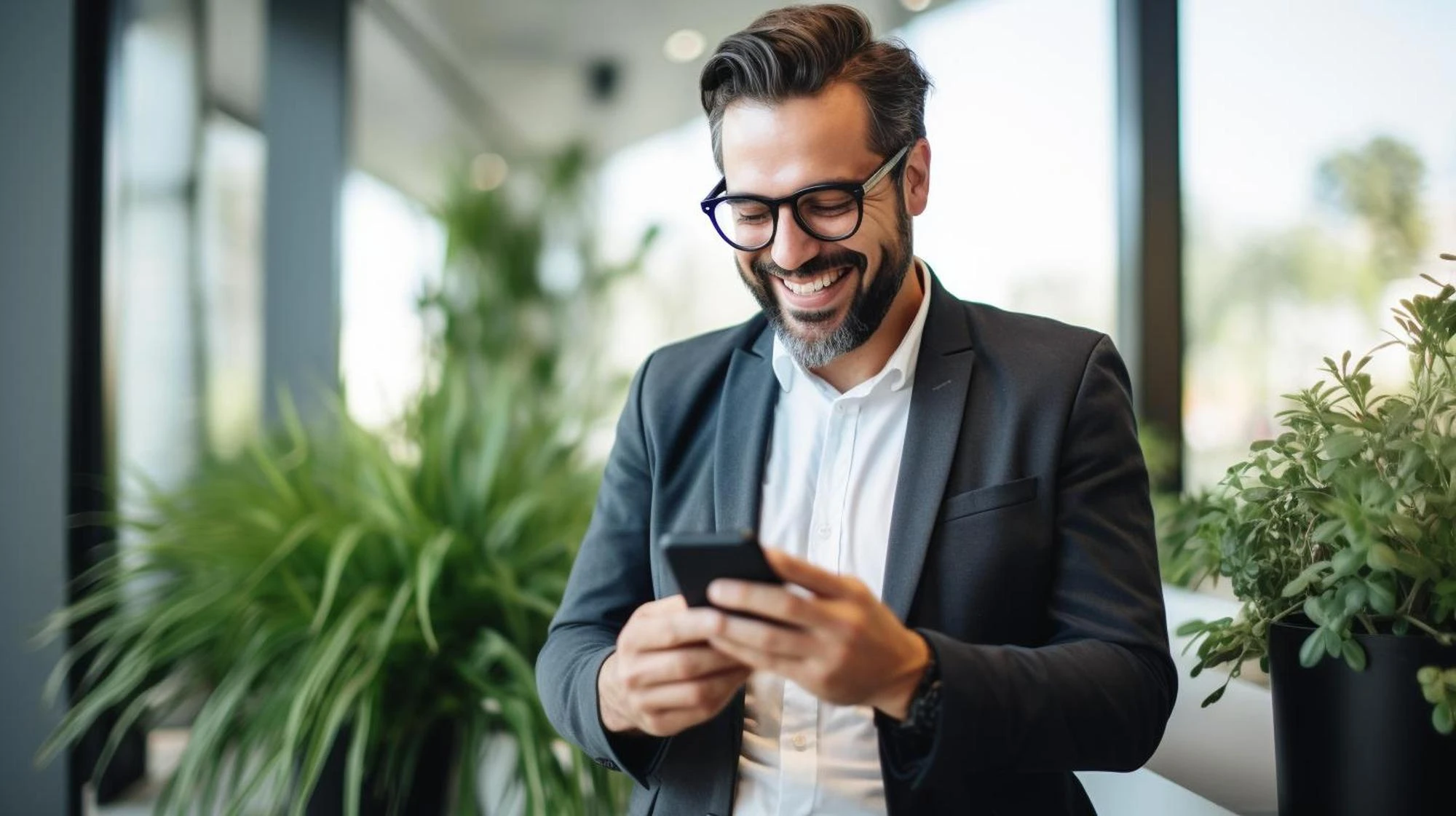 Hombre emprendedor feliz