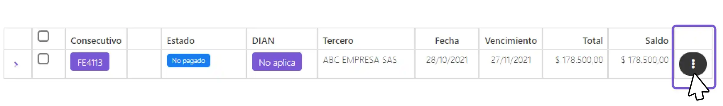 Nota crédito - app